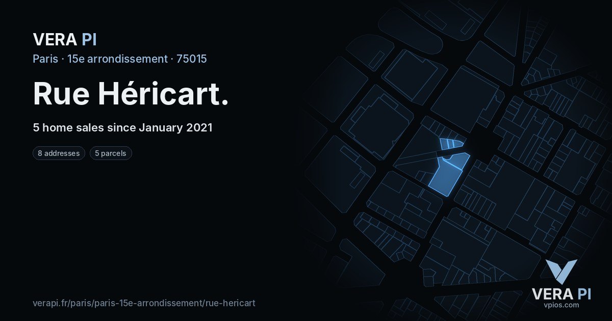 Rue Héricart, 15e arrondissement at night – every parcel coloured by the prices around it, the street's own parcels lit