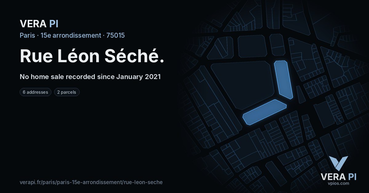 Rue Léon Séché, 15e arrondissement at night – every parcel coloured by the prices around it, the street's own parcels lit