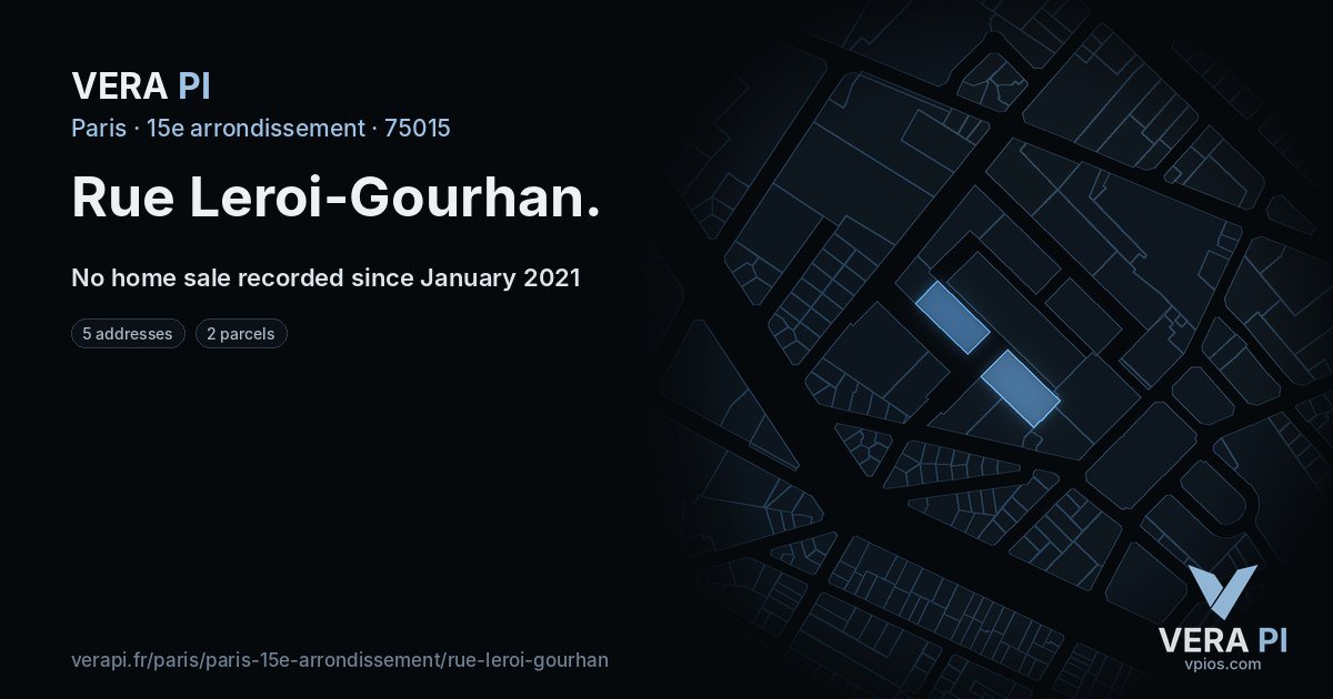 Rue Leroi-Gourhan, 15e arrondissement at night – every parcel coloured by the prices around it, the street's own parcels lit