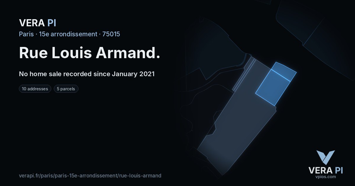Rue Louis Armand, 15e arrondissement at night – every parcel coloured by the prices around it, the street's own parcels lit
