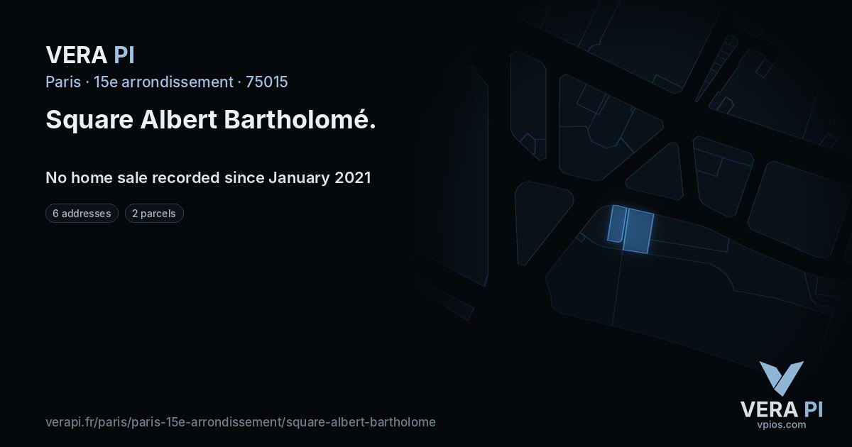 Square Albert Bartholomé, 15e arrondissement at night – every parcel coloured by the prices around it, the street's own parcels lit