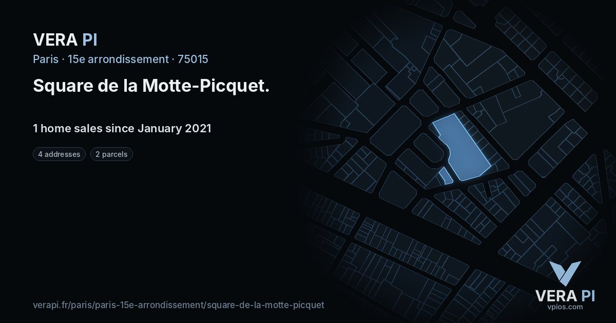 Square de la Motte-Picquet, 15e arrondissement at night – every parcel coloured by the prices around it, the street's own parcels lit