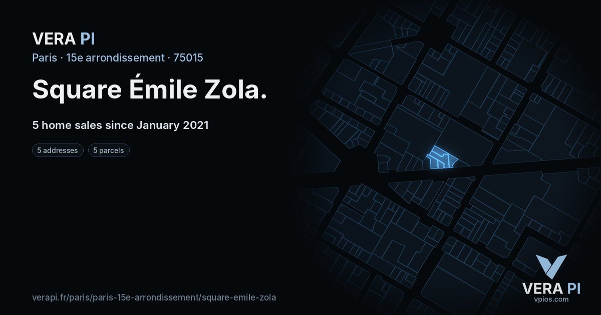 Square Émile Zola, 15e arrondissement at night – every parcel coloured by the prices around it, the street's own parcels lit
