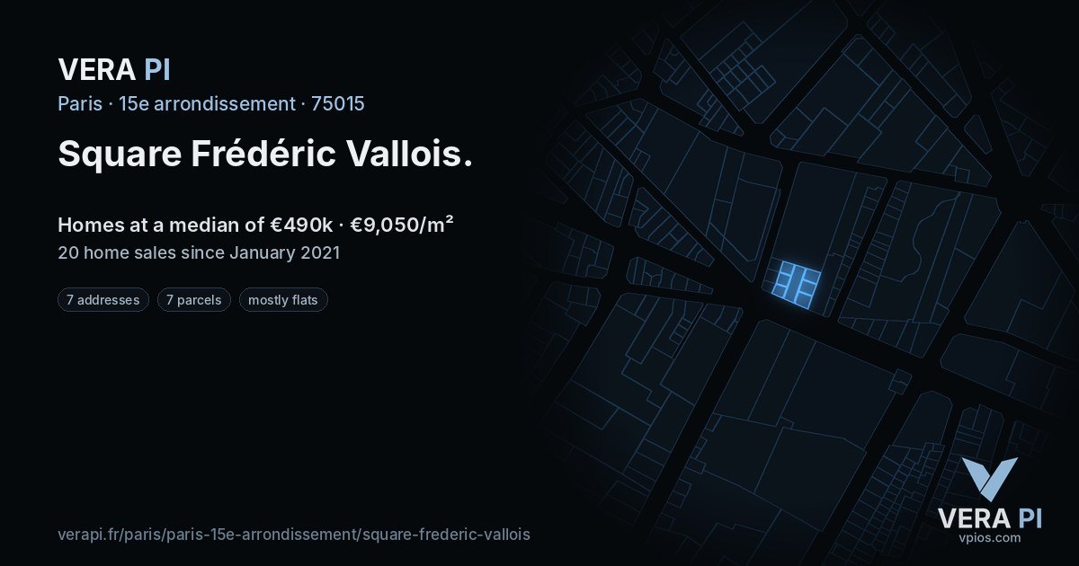 Square Frédéric Vallois, 15e arrondissement at night – every parcel coloured by the prices around it, the street's own parcels lit