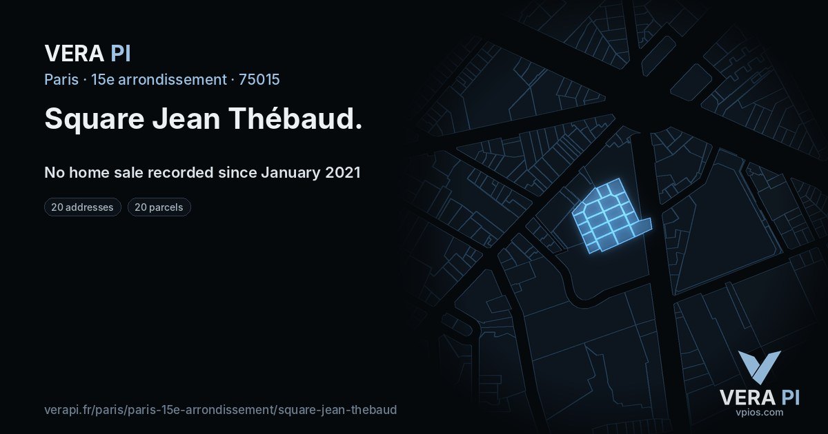 Square Jean Thébaud, 15e arrondissement at night – every parcel coloured by the prices around it, the street's own parcels lit