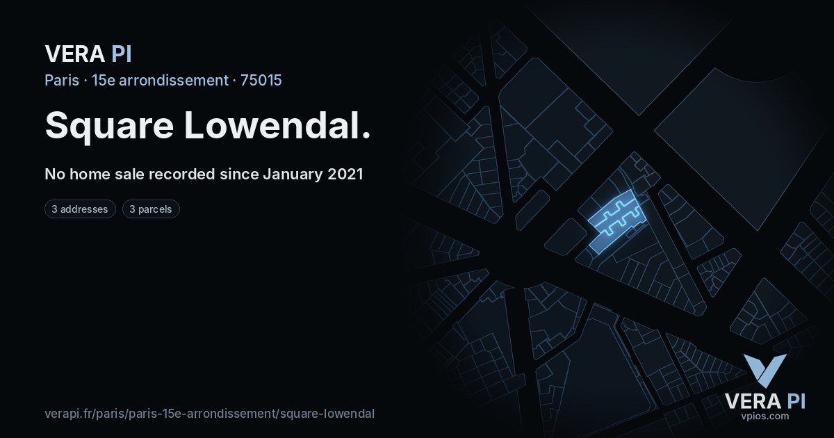 Square Lowendal, 15e arrondissement at night – every parcel coloured by the prices around it, the street's own parcels lit