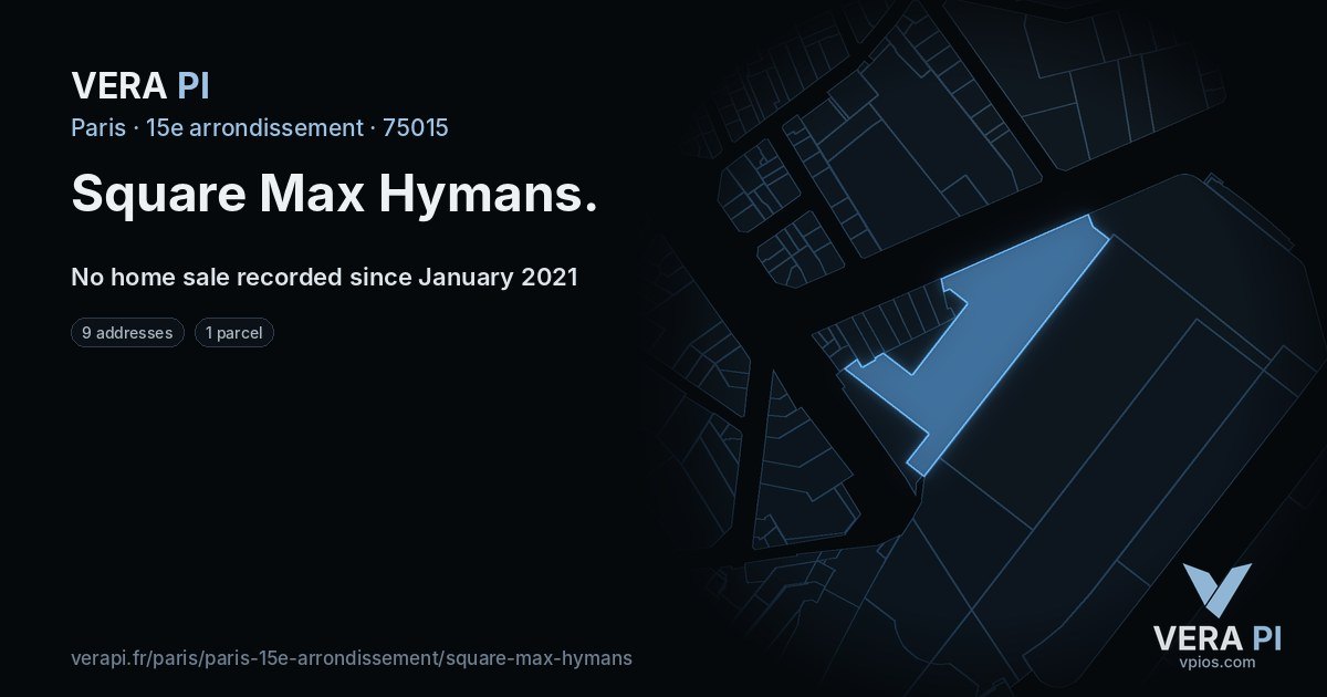 Square Max Hymans, 15e arrondissement at night – every parcel coloured by the prices around it, the street's own parcels lit