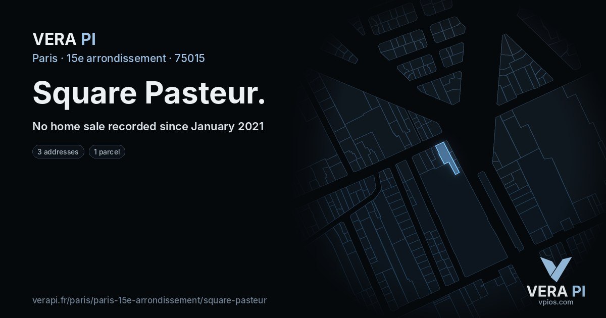 Square Pasteur, 15e arrondissement at night – every parcel coloured by the prices around it, the street's own parcels lit