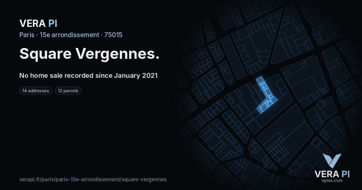 Square Vergennes, 15e arrondissement at night – every parcel coloured by the prices around it, the street's own parcels lit
