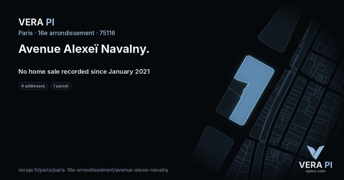 Avenue Alexeï Navalny, 16e arrondissement at night – every parcel coloured by the prices around it, the street's own parcels lit