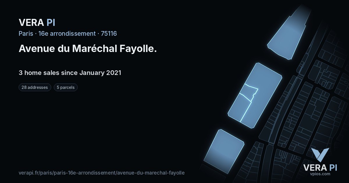 Avenue du Maréchal Fayolle, 16e arrondissement at night – every parcel coloured by the prices around it, the street's own parcels lit