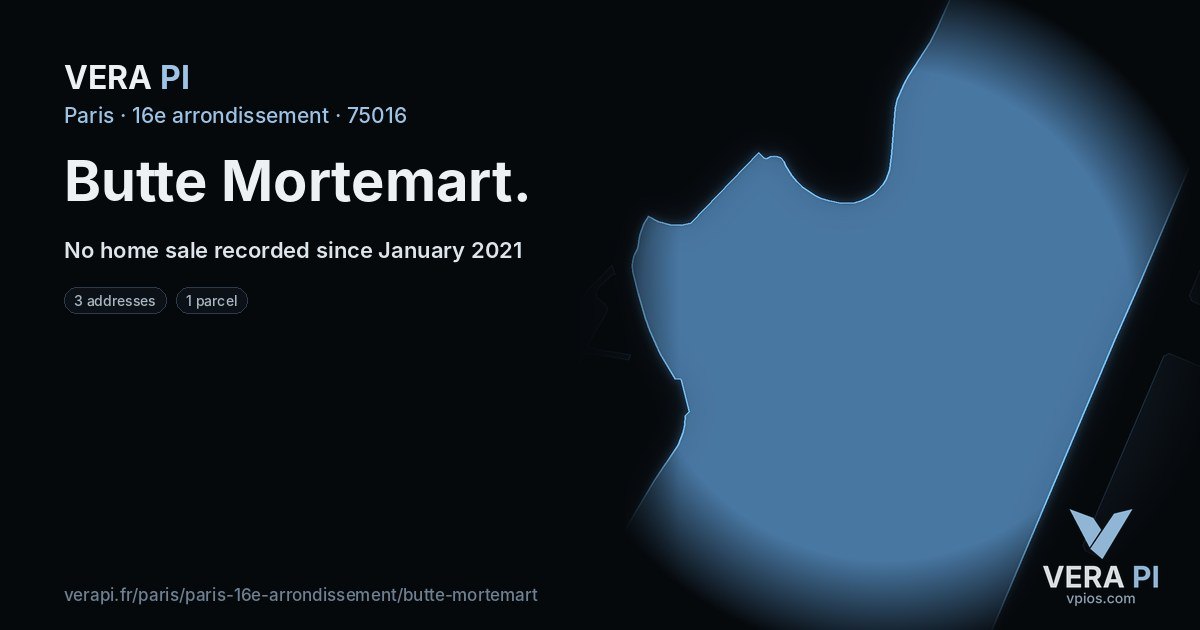 Butte Mortemart, 16e arrondissement at night – every parcel coloured by the prices around it, the street's own parcels lit