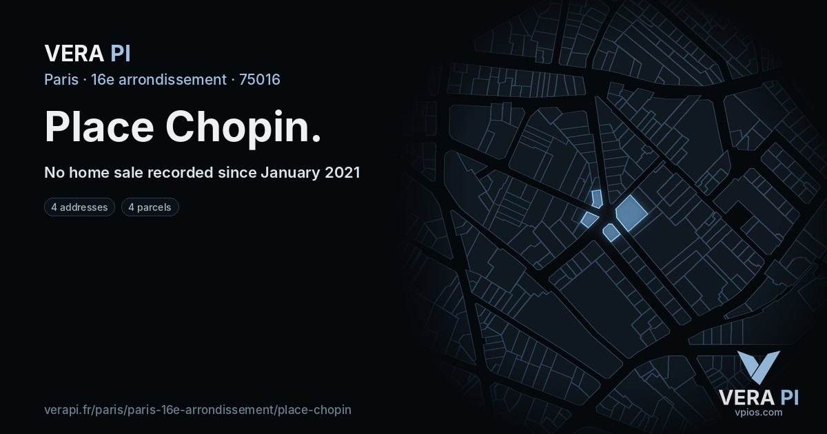 Place Chopin, 16e arrondissement at night – every parcel coloured by the prices around it, the street's own parcels lit