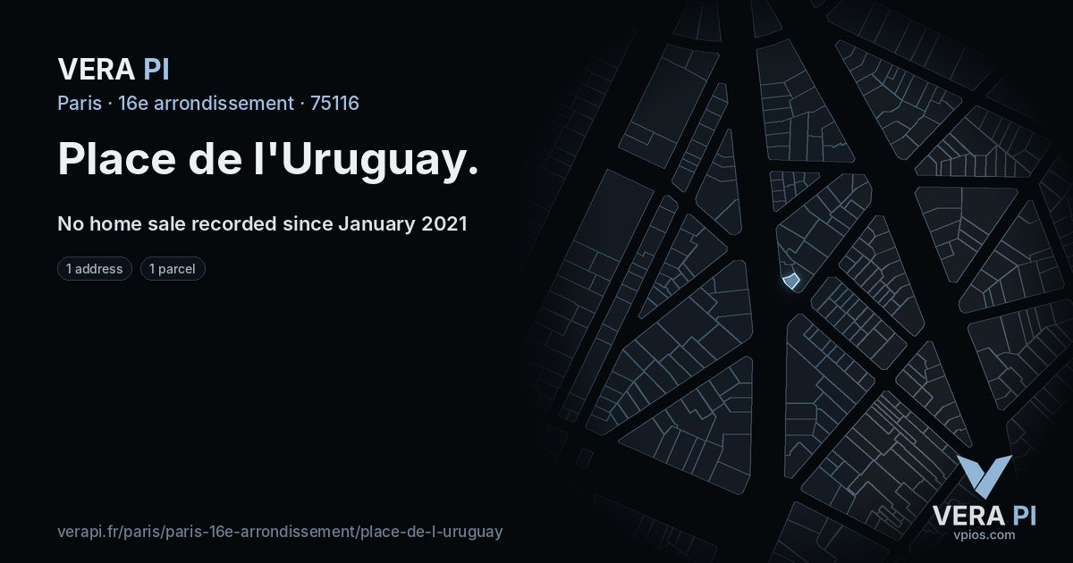 Place de l'Uruguay, 16e arrondissement at night – every parcel coloured by the prices around it, the street's own parcels lit
