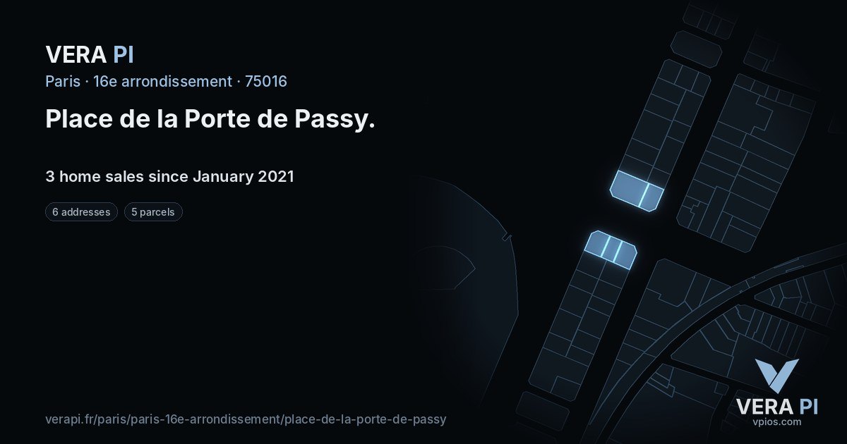 Place de la Porte de Passy, 16e arrondissement at night – every parcel coloured by the prices around it, the street's own parcels lit