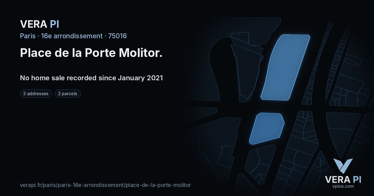 Place de la Porte Molitor, 16e arrondissement at night – every parcel coloured by the prices around it, the street's own parcels lit