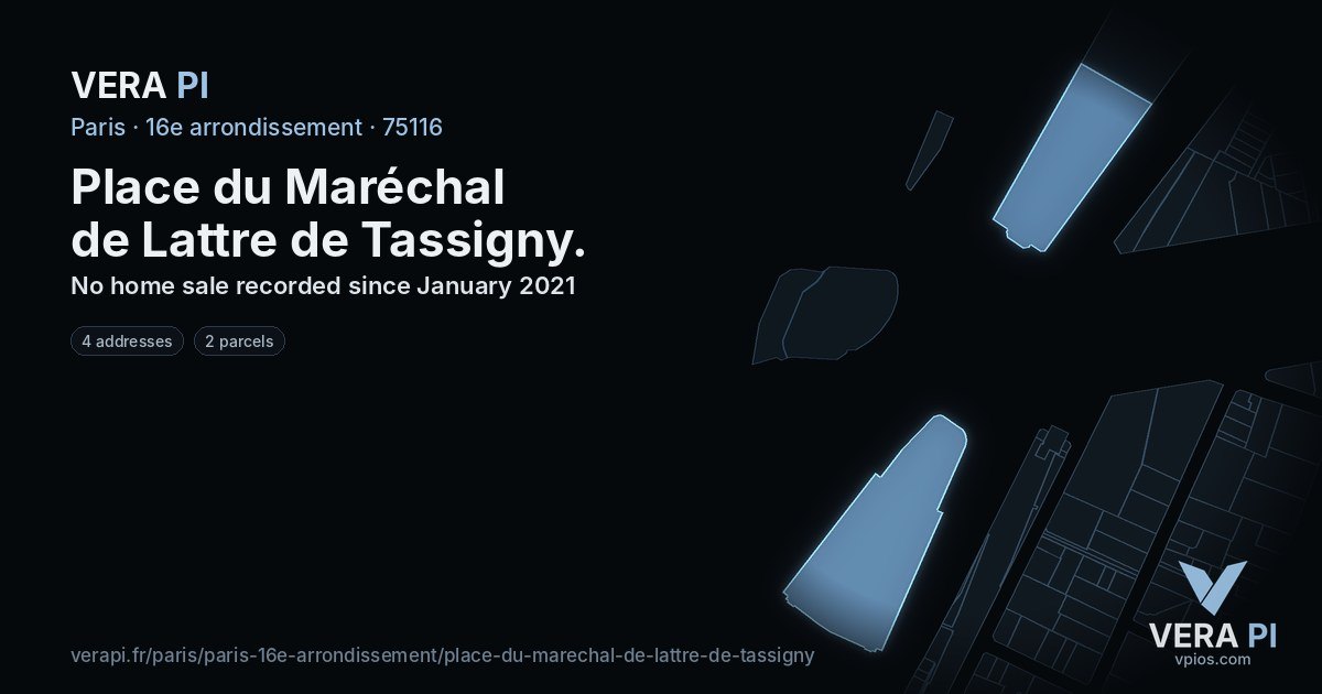 Place du Maréchal de Lattre de Tassigny, 16e arrondissement at night – every parcel coloured by the prices around it, the street's own parcels lit