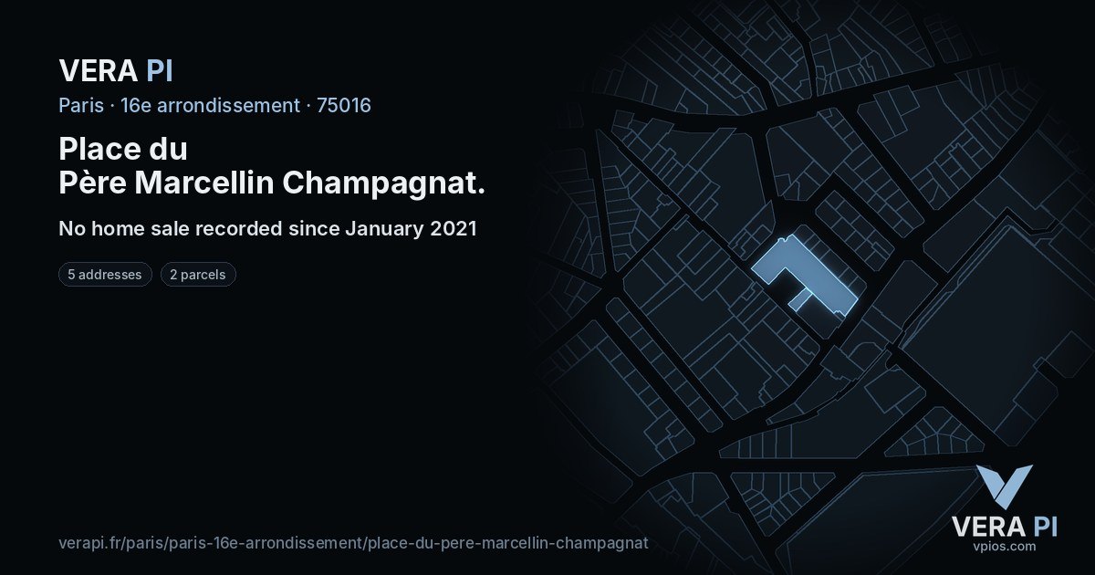 Place du Père Marcellin Champagnat, 16e arrondissement at night – every parcel coloured by the prices around it, the street's own parcels lit