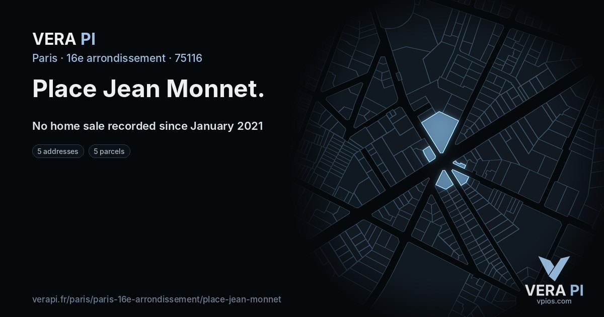 Place Jean Monnet, 16e arrondissement at night – every parcel coloured by the prices around it, the street's own parcels lit