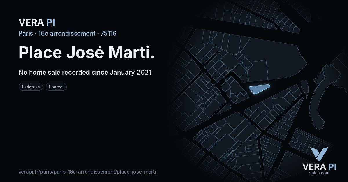 Place José Marti, 16e arrondissement at night – every parcel coloured by the prices around it, the street's own parcels lit