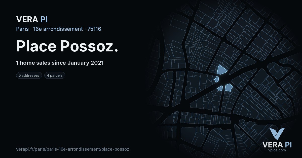 Place Possoz, 16e arrondissement at night – every parcel coloured by the prices around it, the street's own parcels lit