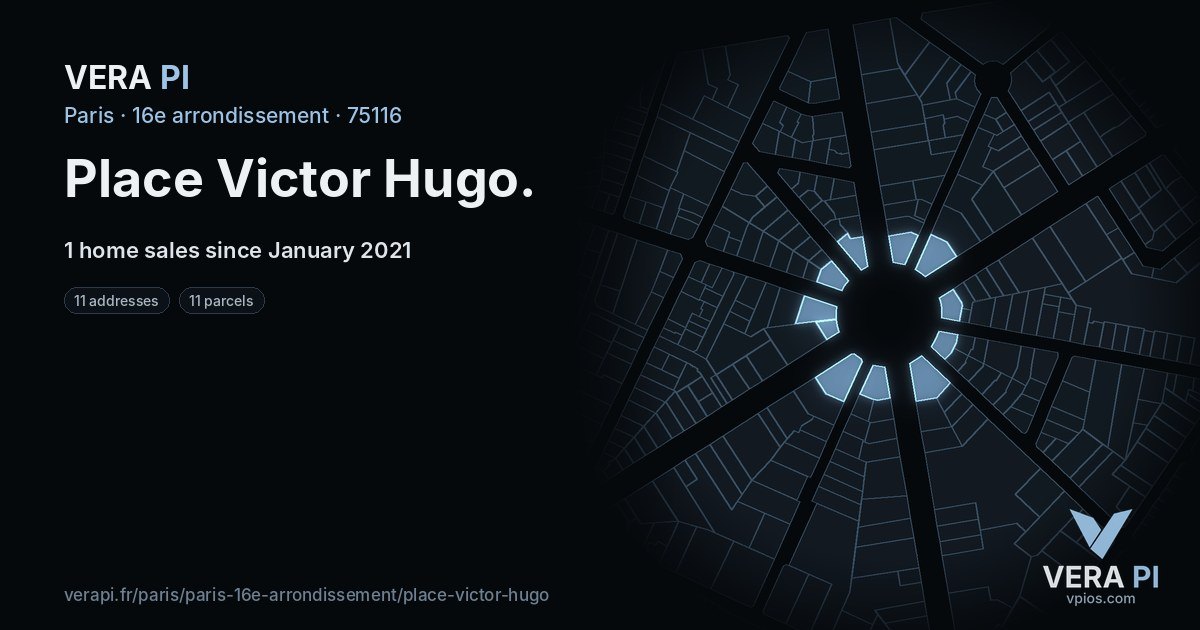 Place Victor Hugo, 16e arrondissement at night – every parcel coloured by the prices around it, the street's own parcels lit
