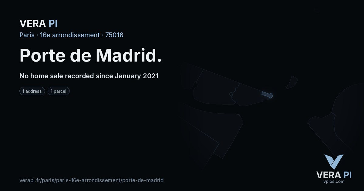 Porte de Madrid, 16e arrondissement at night – every parcel coloured by the prices around it, the street's own parcels lit