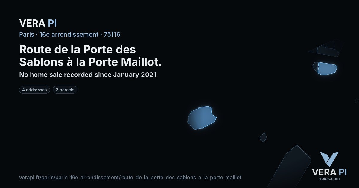 Route de la Porte des Sablons à la Porte Maillot, 16e arrondissement at night – every parcel coloured by the prices around it, the street's own parcels lit