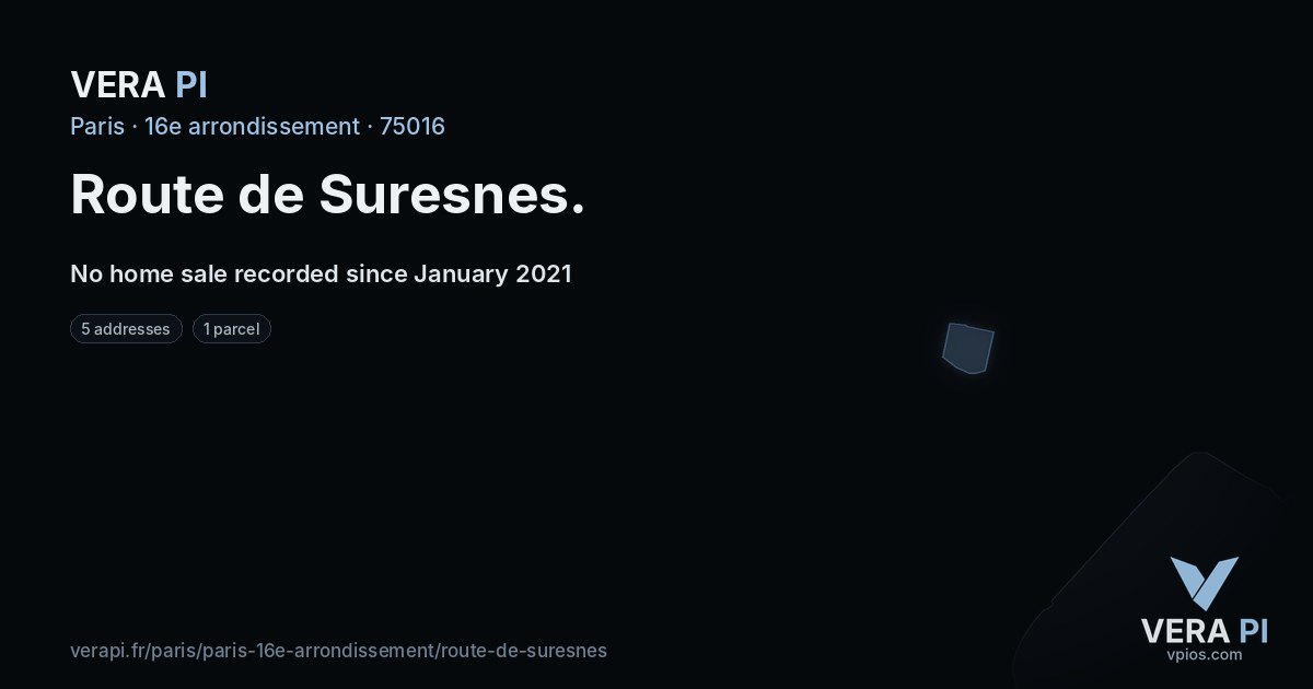 Route de Suresnes, 16e arrondissement at night – every parcel coloured by the prices around it, the street's own parcels lit