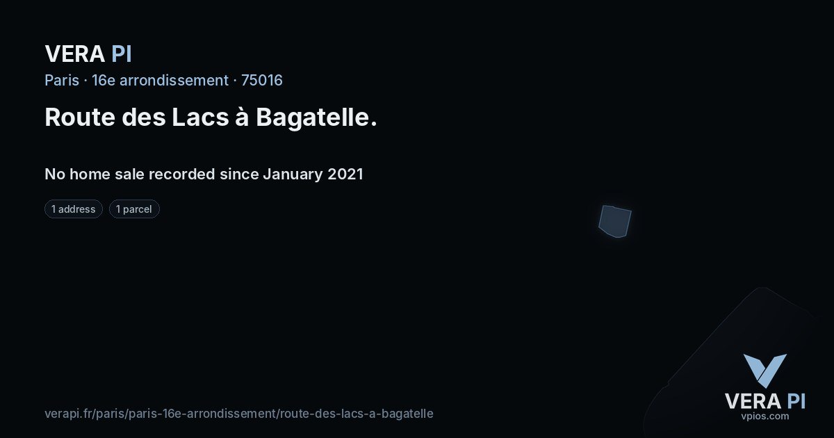 Route des Lacs à Bagatelle, 16e arrondissement at night – every parcel coloured by the prices around it, the street's own parcels lit