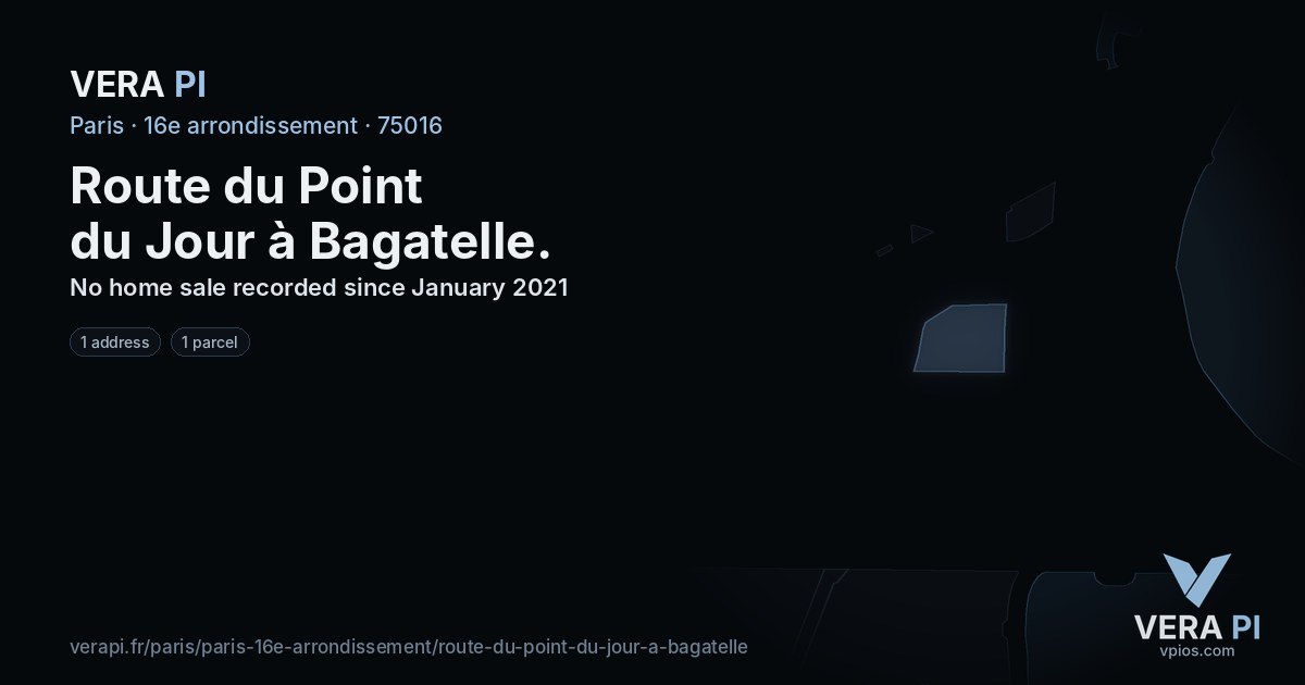 Route du Point du Jour à Bagatelle, 16e arrondissement at night – every parcel coloured by the prices around it, the street's own parcels lit