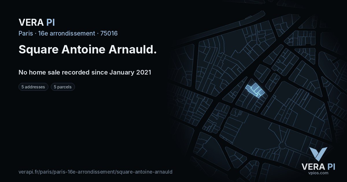 Square Antoine Arnauld, 16e arrondissement at night – every parcel coloured by the prices around it, the street's own parcels lit