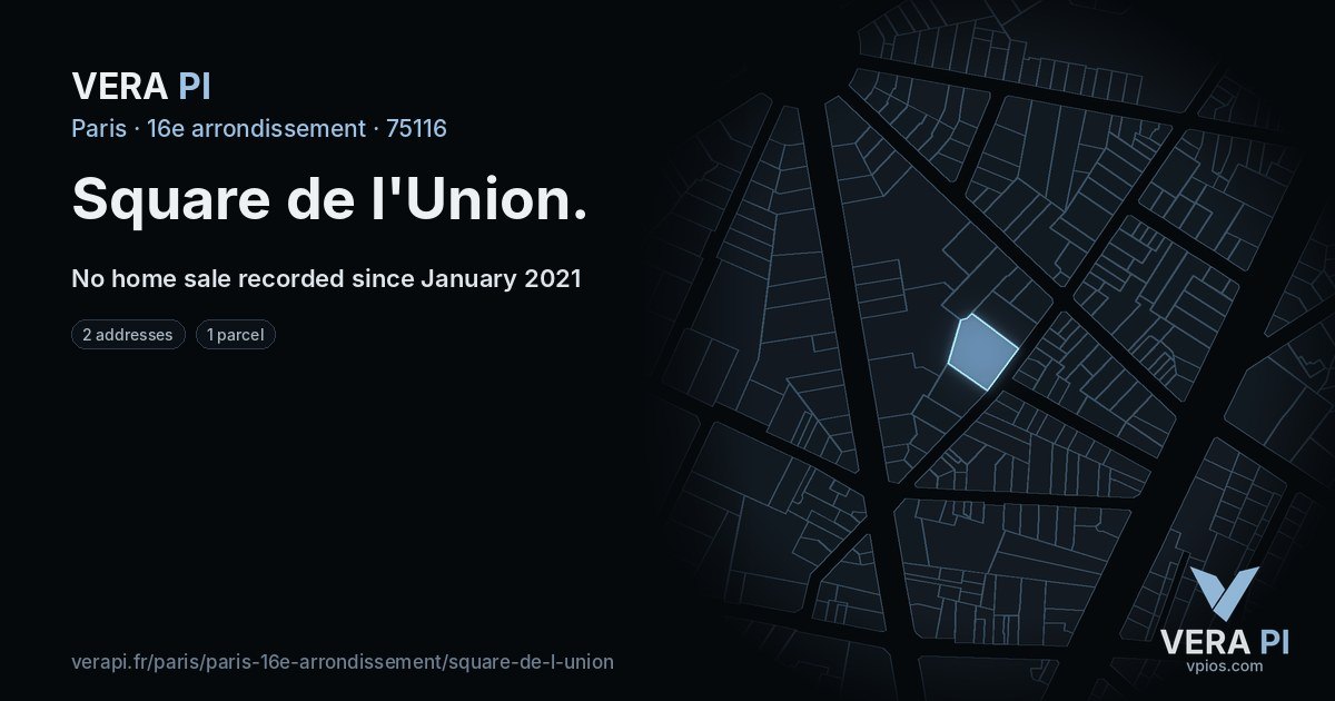 Square de l'Union, 16e arrondissement at night – every parcel coloured by the prices around it, the street's own parcels lit