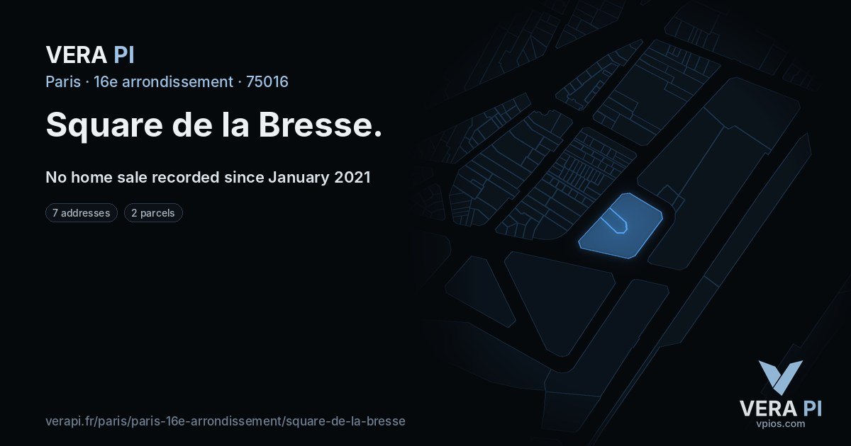 Square de la Bresse, 16e arrondissement at night – every parcel coloured by the prices around it, the street's own parcels lit