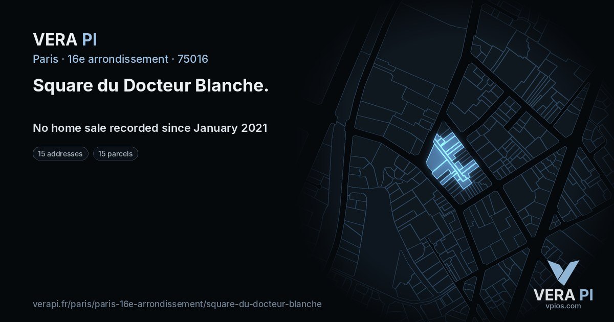 Square du Docteur Blanche, 16e arrondissement at night – every parcel coloured by the prices around it, the street's own parcels lit