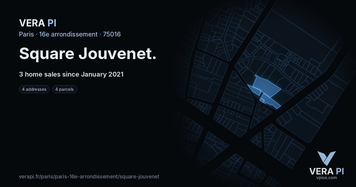 Square Jouvenet, 16e arrondissement at night – every parcel coloured by the prices around it, the street's own parcels lit