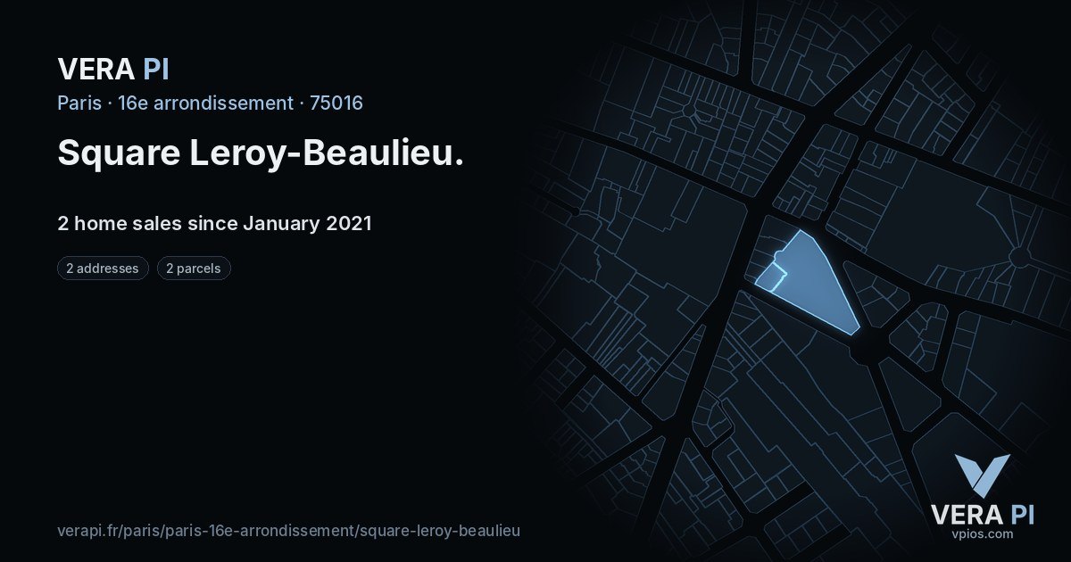 Square Leroy-Beaulieu, 16e arrondissement at night – every parcel coloured by the prices around it, the street's own parcels lit