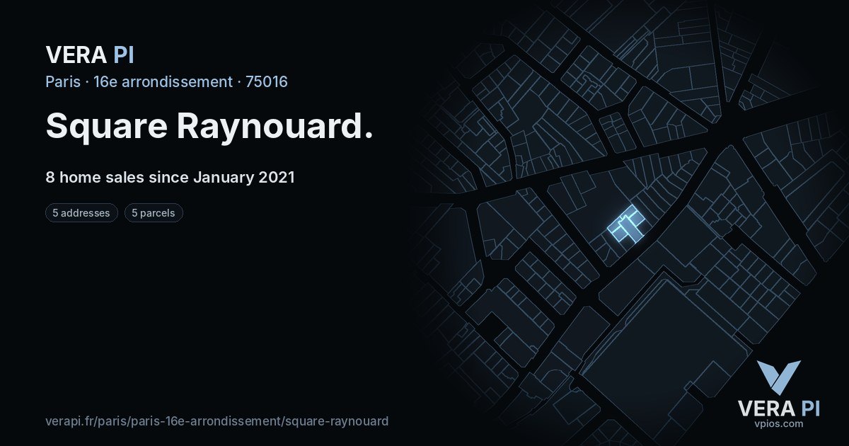 Square Raynouard, 16e arrondissement at night – every parcel coloured by the prices around it, the street's own parcels lit
