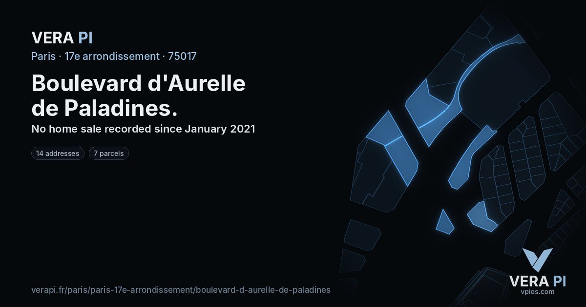 Boulevard d'Aurelle de Paladines, 17e arrondissement at night – every parcel coloured by the prices around it, the street's own parcels lit