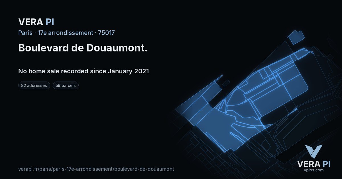 Boulevard de Douaumont, 17e arrondissement at night – every parcel coloured by the prices around it, the street's own parcels lit
