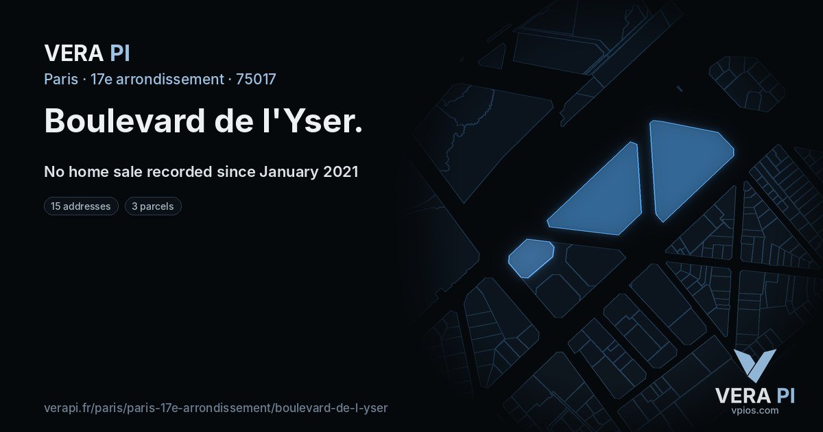 Boulevard de l'Yser, 17e arrondissement at night – every parcel coloured by the prices around it, the street's own parcels lit