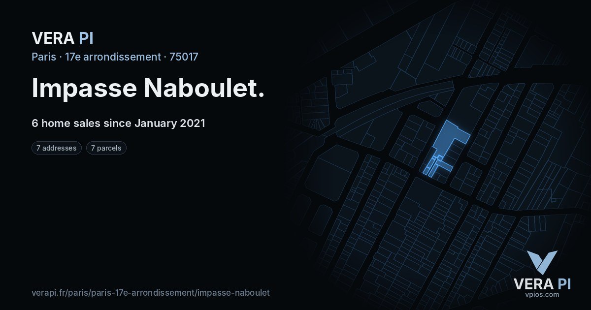 Impasse Naboulet, 17e arrondissement at night – every parcel coloured by the prices around it, the street's own parcels lit