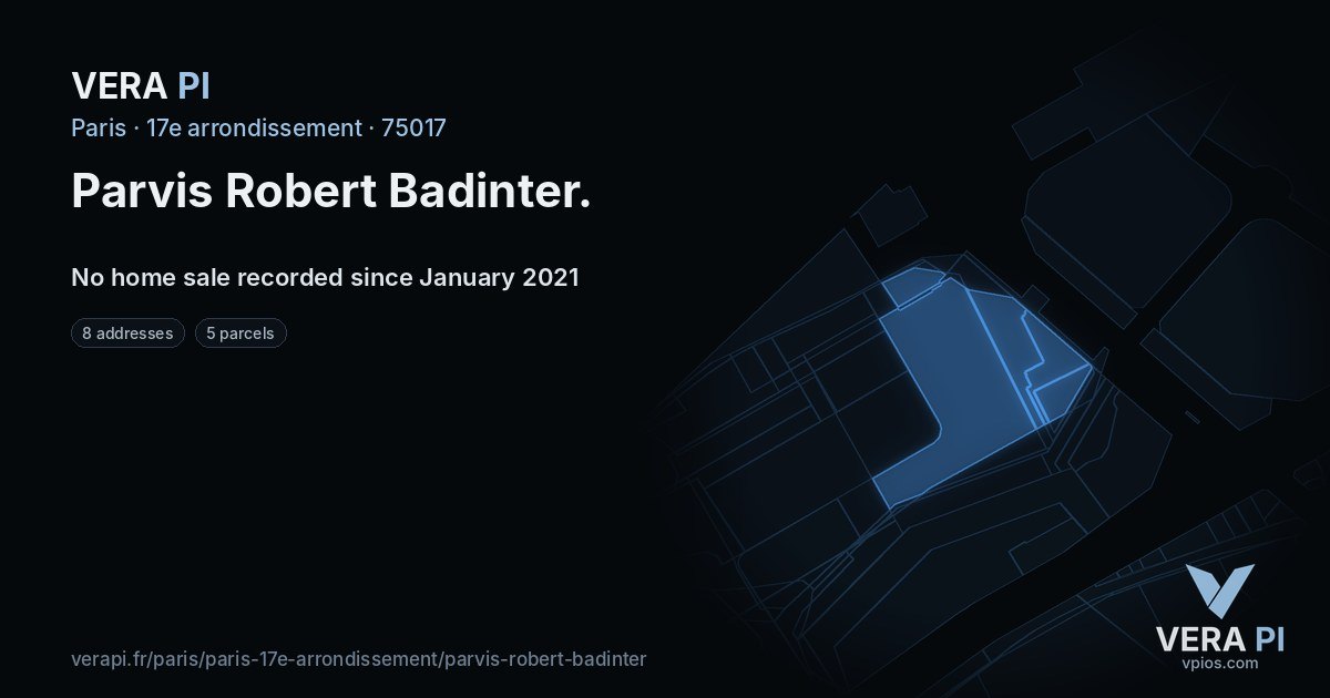 Parvis Robert Badinter, 17e arrondissement at night – every parcel coloured by the prices around it, the street's own parcels lit