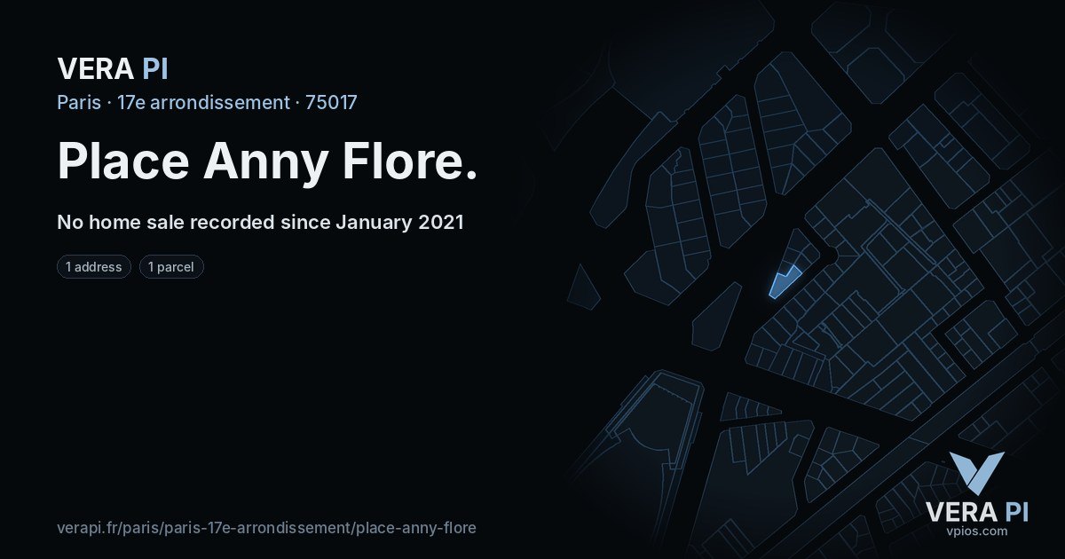 Place Anny Flore, 17e arrondissement at night – every parcel coloured by the prices around it, the street's own parcels lit