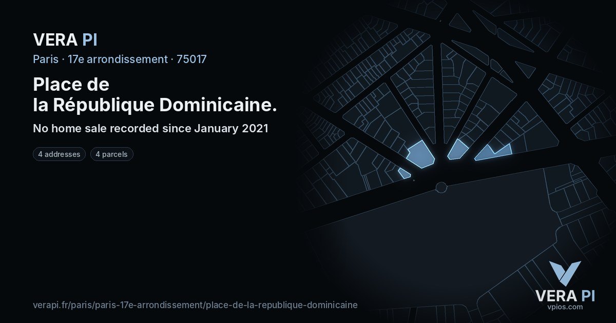 Place de la République Dominicaine, 17e arrondissement at night – every parcel coloured by the prices around it, the street's own parcels lit