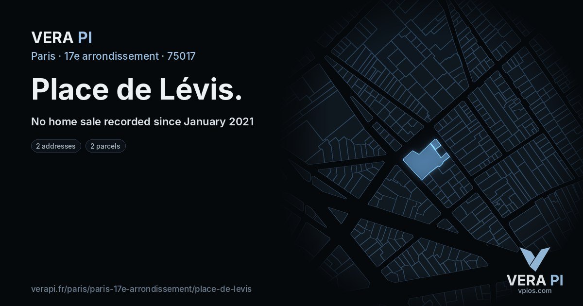 Place de Lévis, 17e arrondissement at night – every parcel coloured by the prices around it, the street's own parcels lit