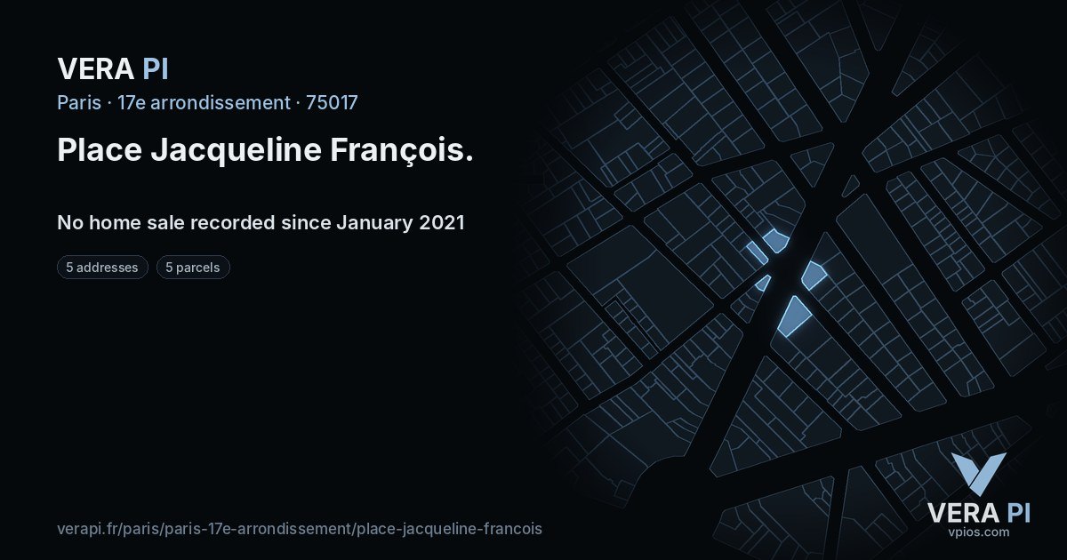 Place Jacqueline François, 17e arrondissement at night – every parcel coloured by the prices around it, the street's own parcels lit