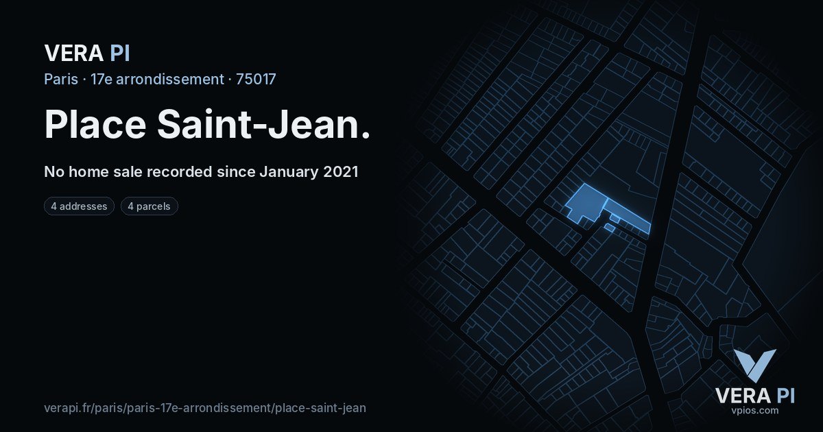 Place Saint-Jean, 17e arrondissement at night – every parcel coloured by the prices around it, the street's own parcels lit