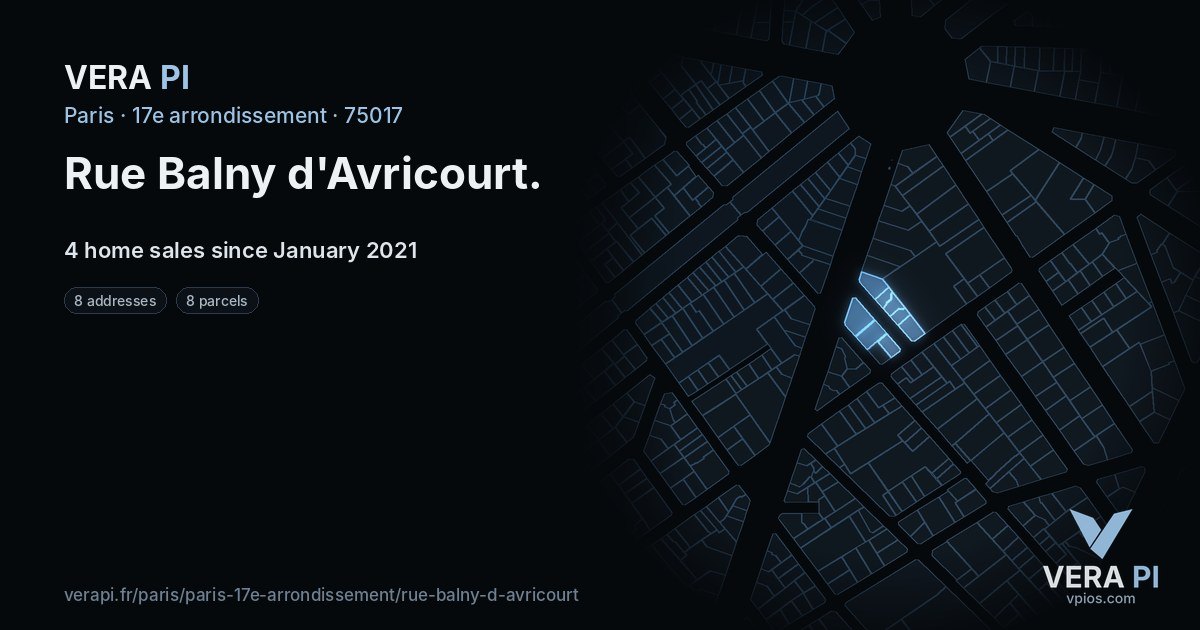 Rue Balny d'Avricourt, 17e arrondissement at night – every parcel coloured by the prices around it, the street's own parcels lit