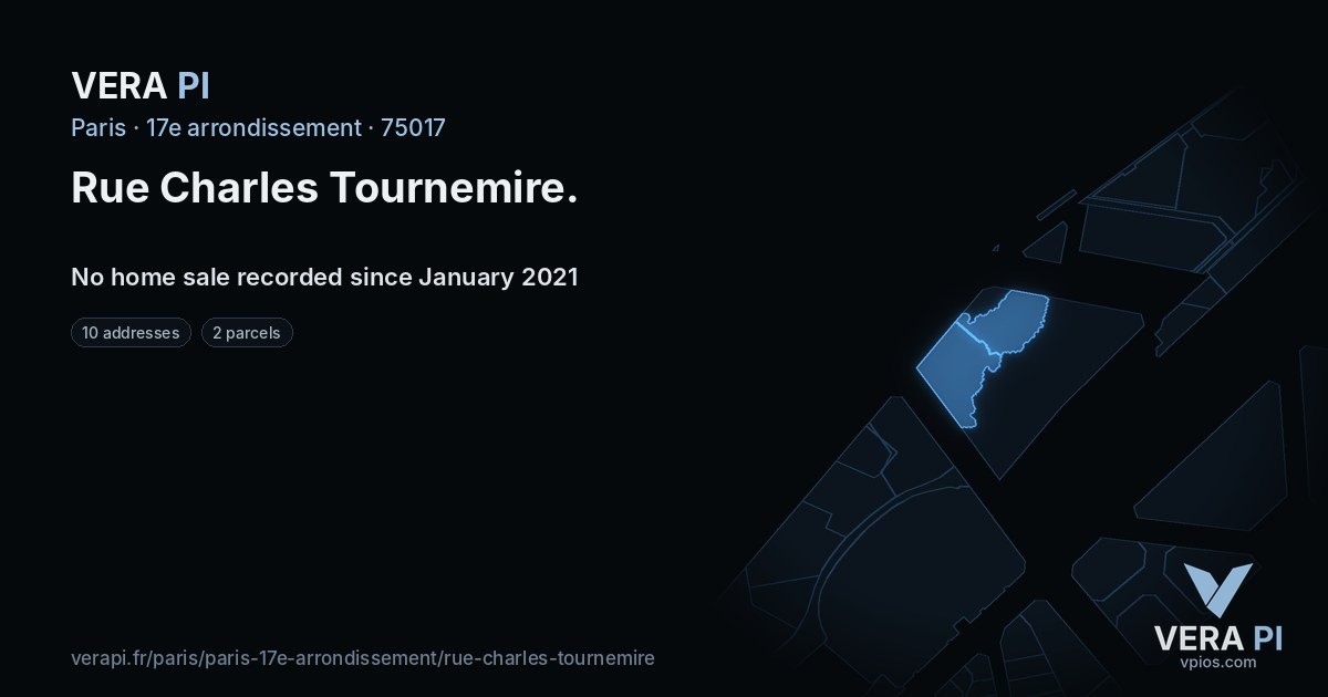 Rue Charles Tournemire, 17e arrondissement at night – every parcel coloured by the prices around it, the street's own parcels lit